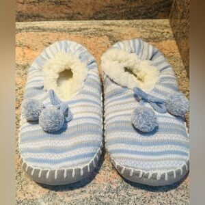 Cozy Striped Blue and White Women's Slippers